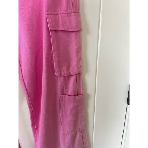 Timing Bubblegum High Rise Wide Leg Denim Cargo Pant Size L - Picture 4 of 10